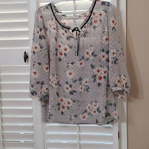 Lauren Conrad Beautiful Sheer Floral Blouse